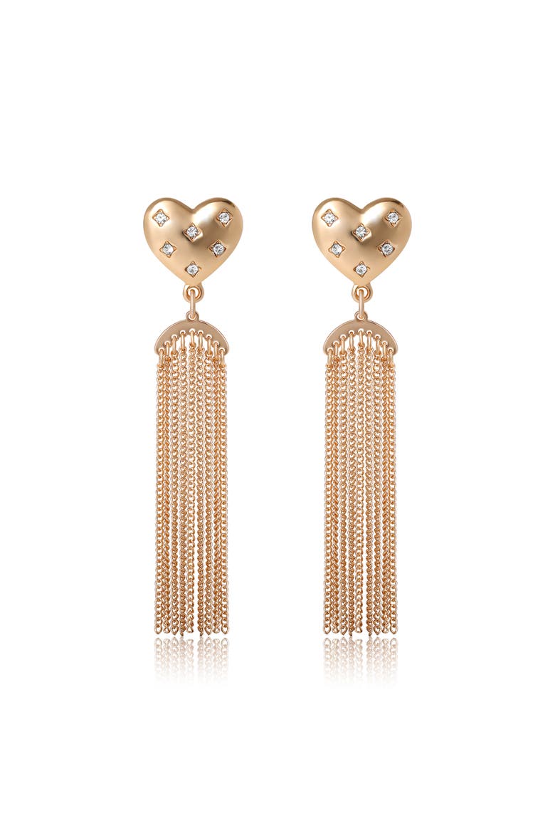 BCBGeneration Tassel Heart Drop Earrings, Main, color, Gold