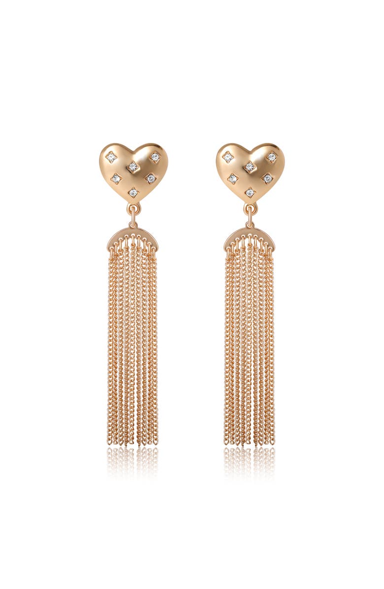 BCBG Generation BCBGeneration Tassel Heart Drop Earrings, Main, color, Gold