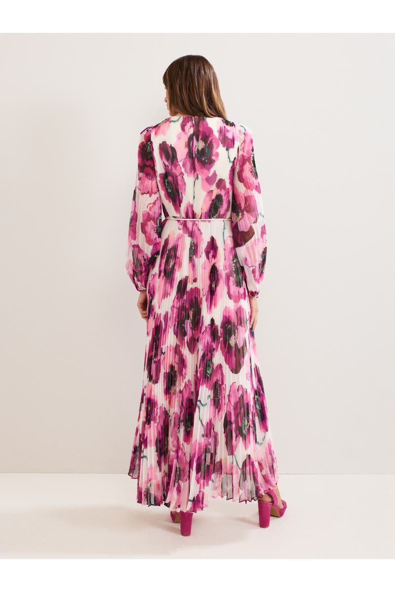 Natalia Floral Pleated Maxi Dress, Alternate, color, Pink