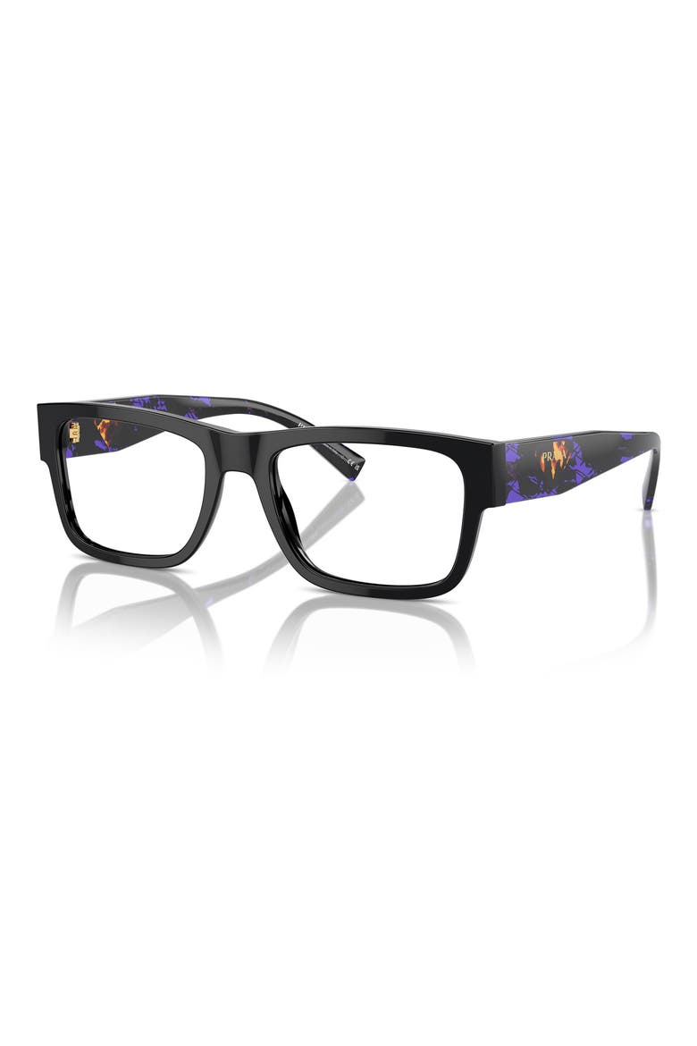 52mm Rectangular Optical Glasses, Alternate, color, SHINY BLACK