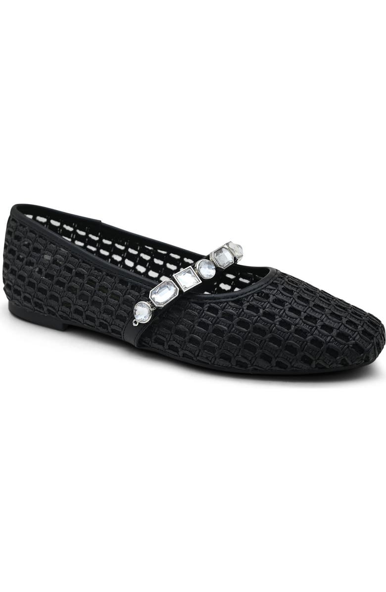 Kenneth Cole Zeta Mary Jane Flat, Main, color, Black Raffia