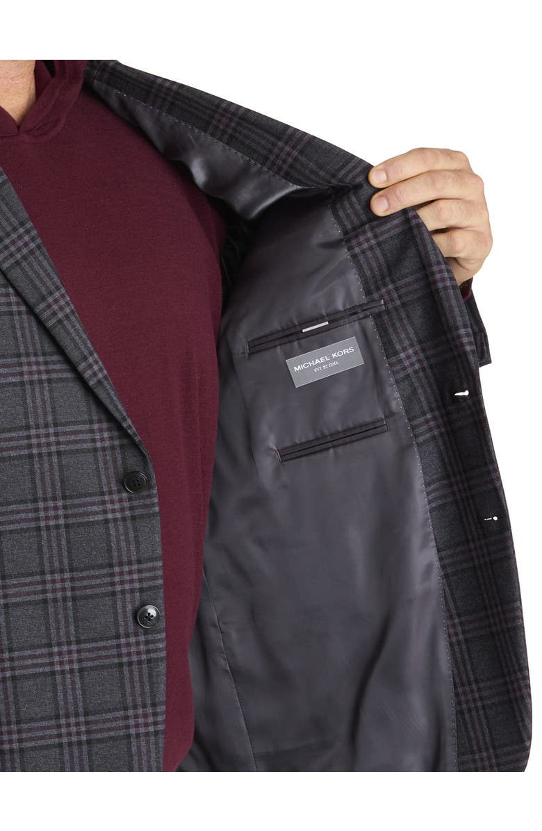 Michael Kors Big & Tall Glen Plaid Sport Coat, Alternate, color, Charcoal