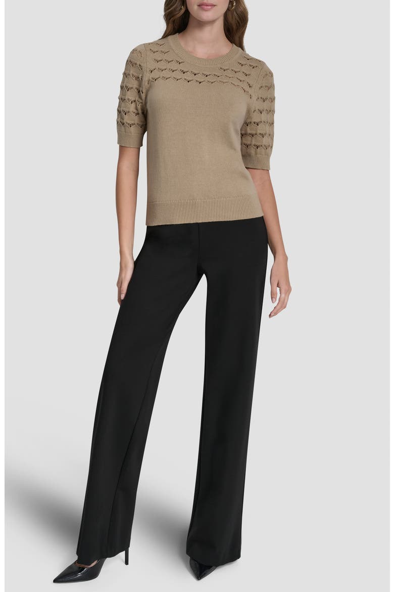 Pointelle Yoke Sweater, Alternate, color, TRAVERTINE
