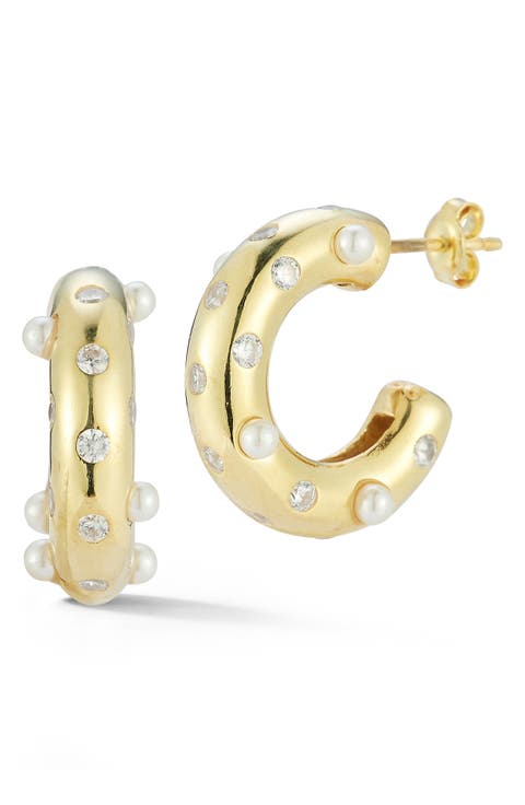 Cultured Freshwater Pearl Hoop Earrings