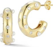 SPHERA MILANO Cultured Freshwater Pearl Hoop Earrings