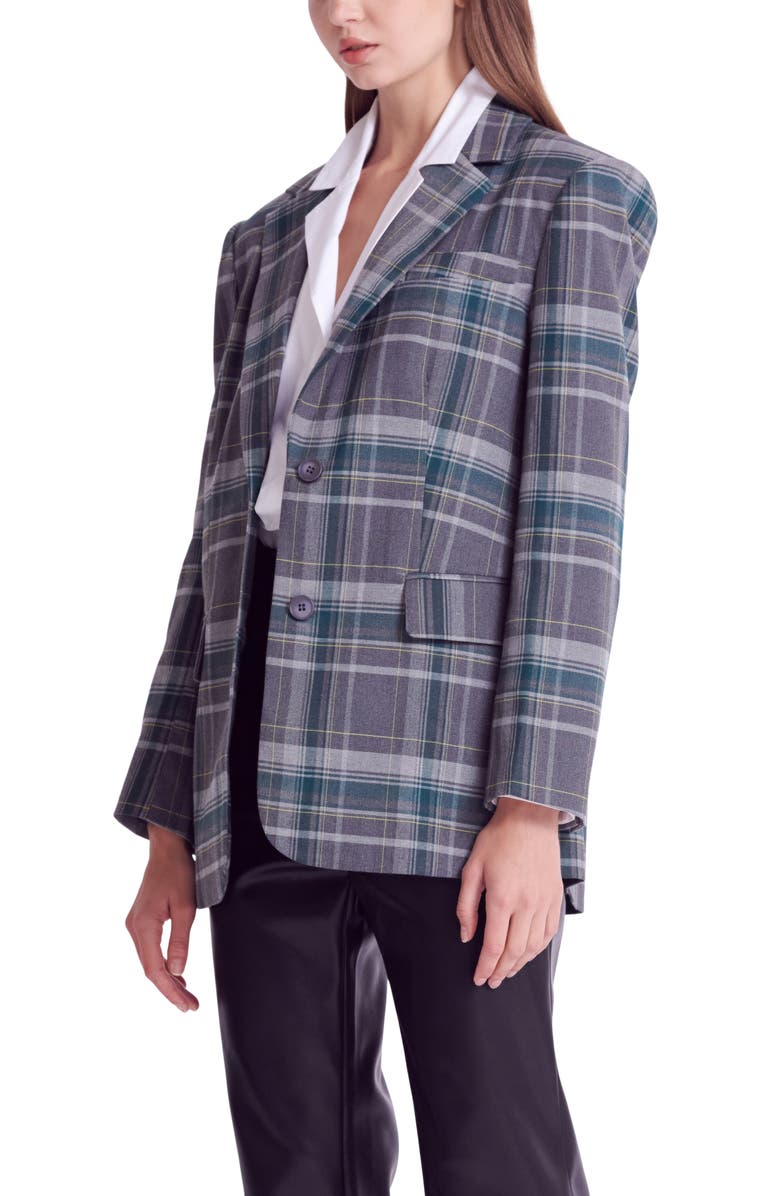 Plaid Two-Button Blazer