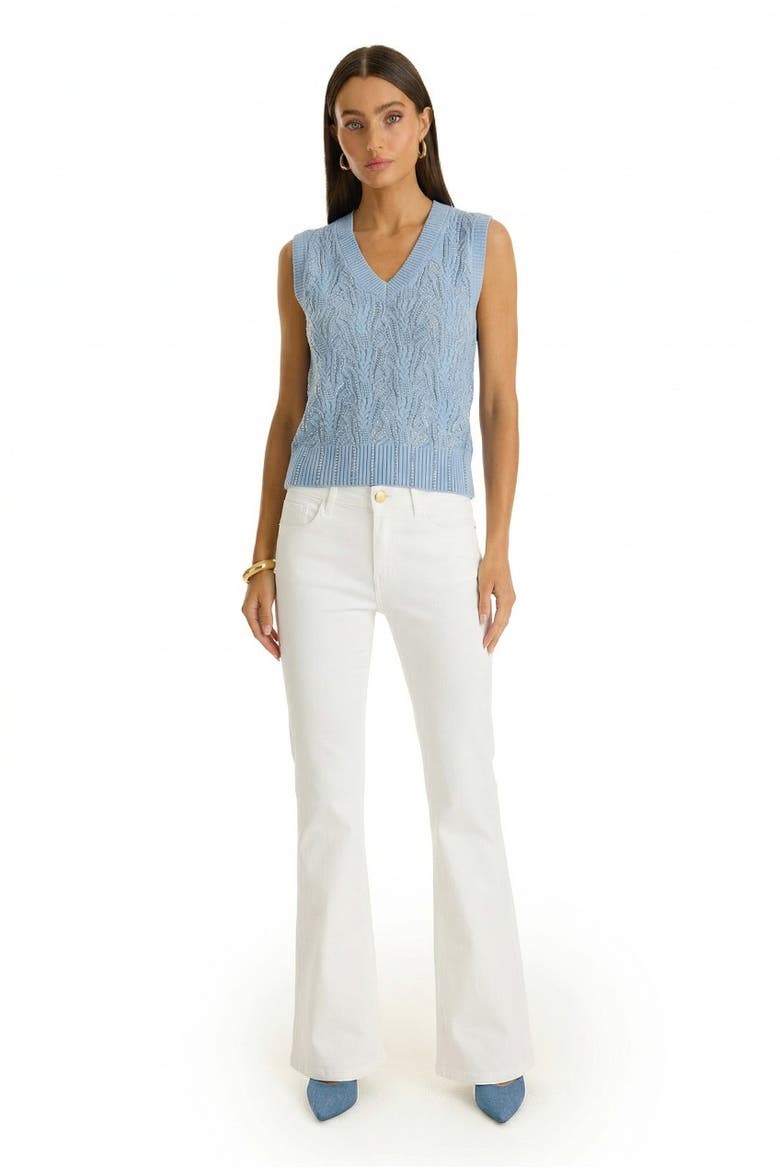 Mikaela Crystal Knit Top, Alternate, color, Sky Blue