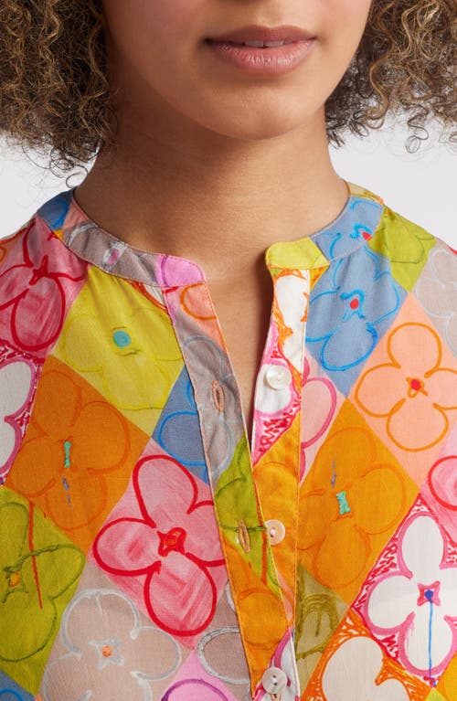 Apny Front Button Sleeveless Top In Yellow Multi