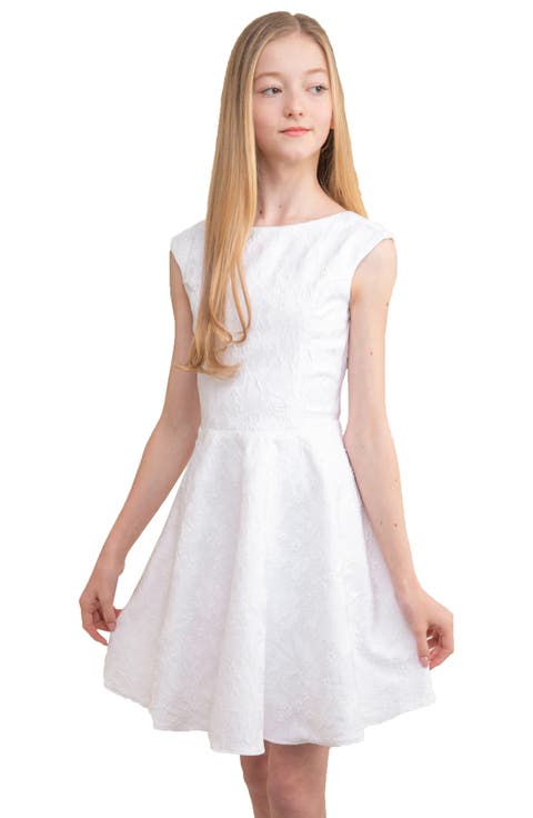 Cap Sleeve Boat Neck Dress In Longer Length
