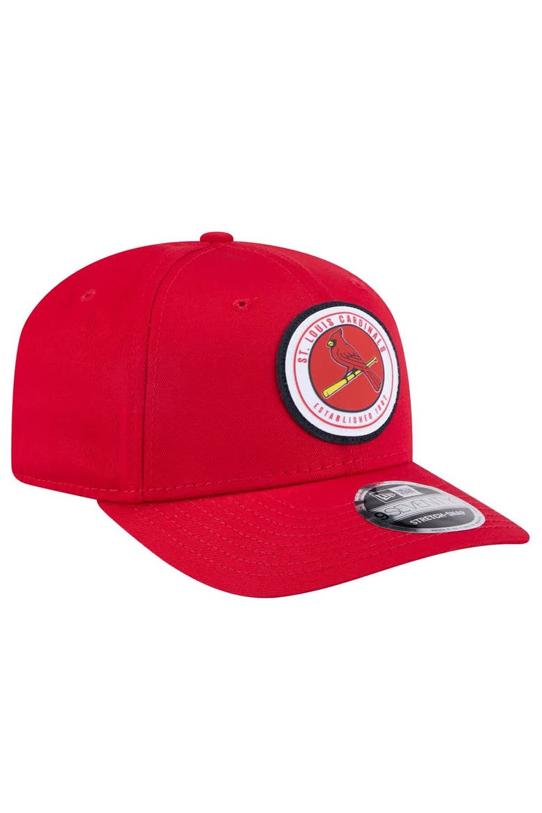 Men's New Era Red St. Louis Cardinals Circle Patch 9SEVENTY Stretch-Snap Hat, Alternate, color, Red