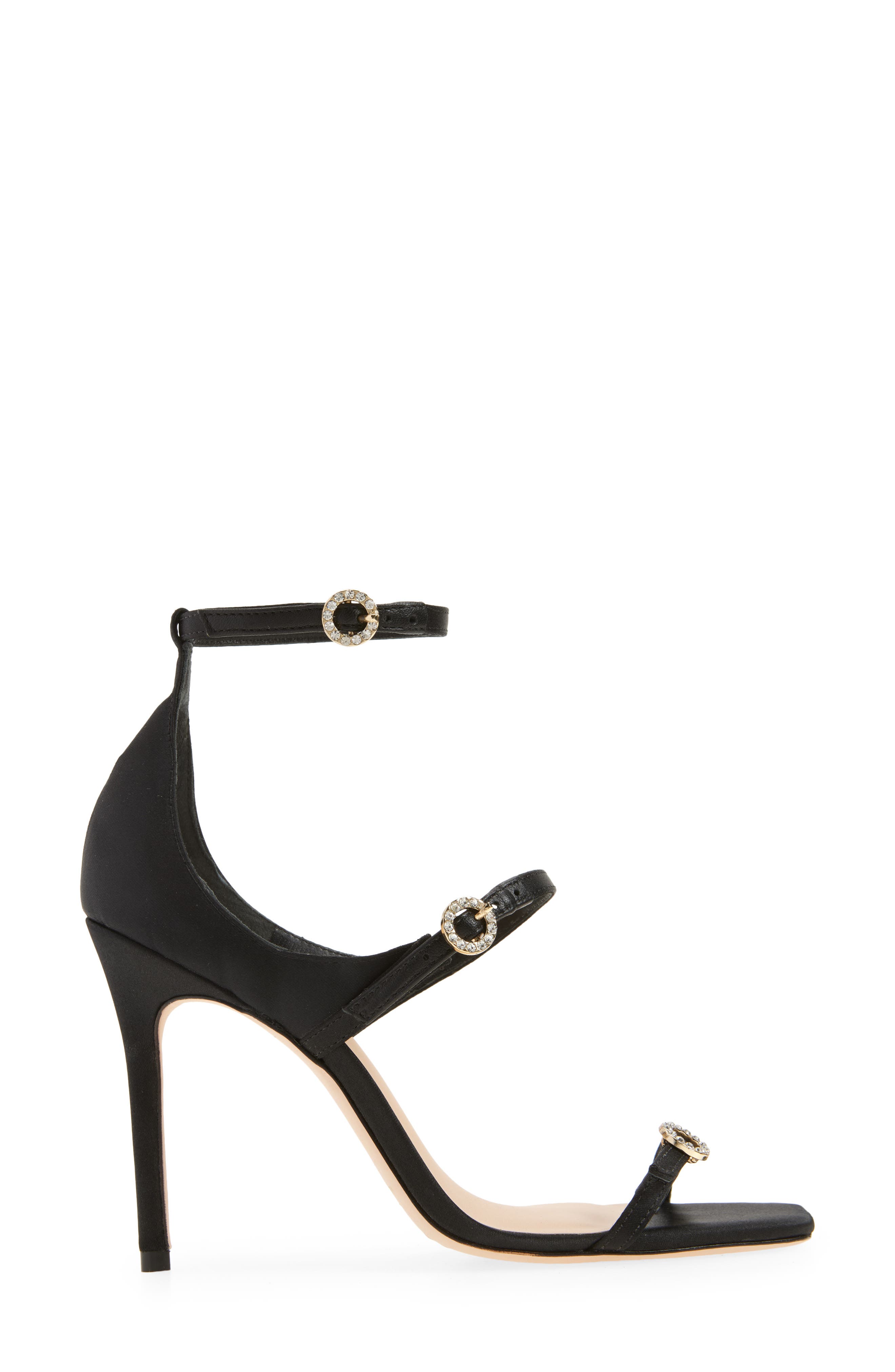 Cinq à Sept Celeste Satin Sandal, Alternate, color, Black