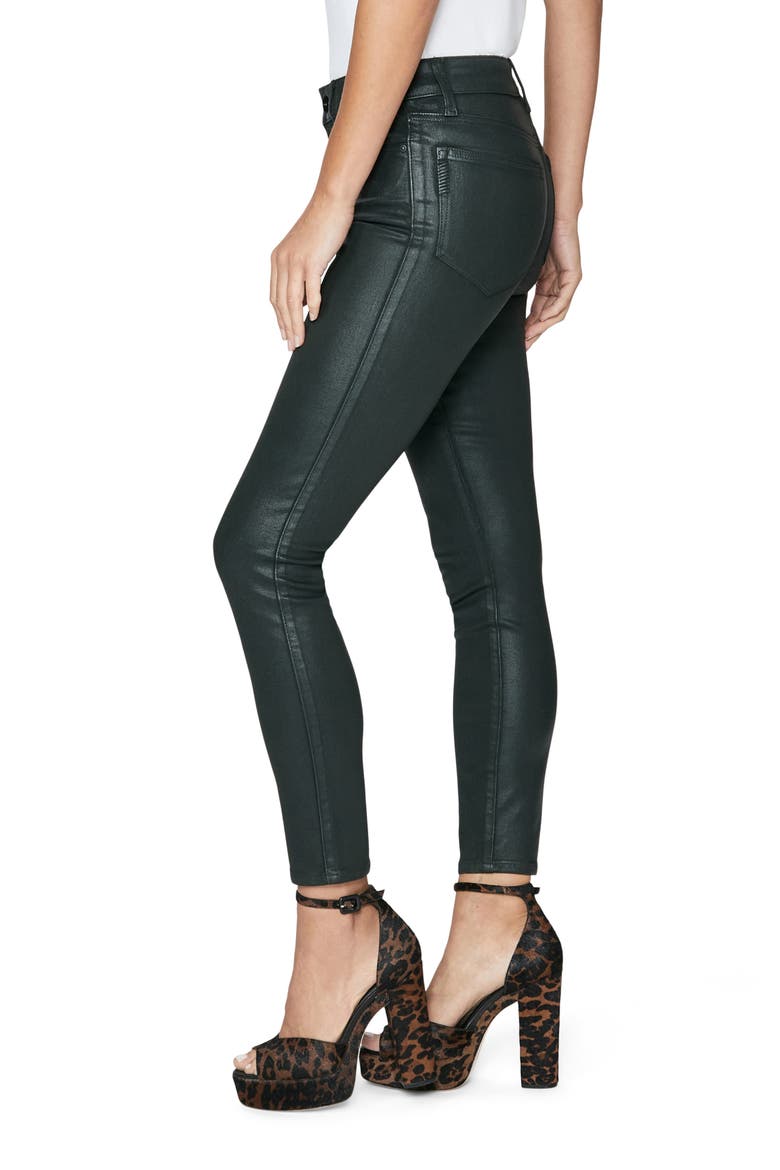 Hoxton Coated High Waist Ankle Skinny Jeans, Alternate, color, DEEP EMERALD LUXE COATING