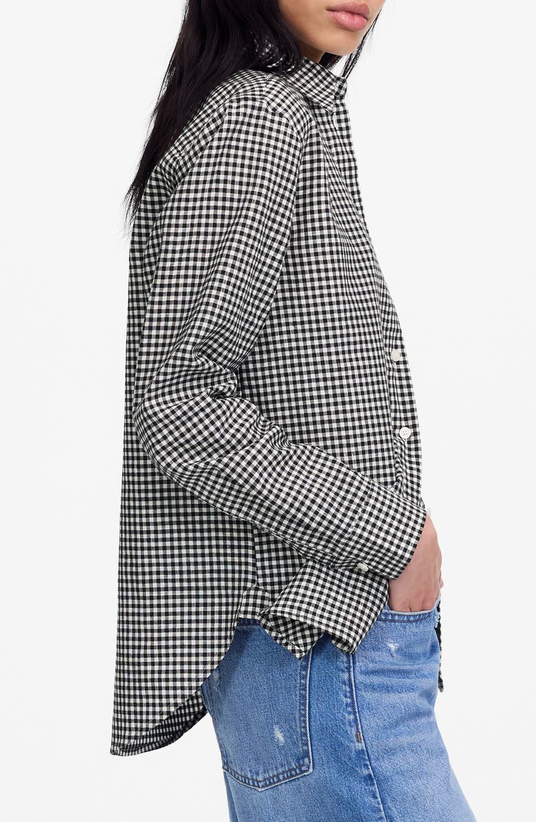 Madewell Relaxed Curved Hem Button-Up Shirt, Alternate, color, Black White Gingham
