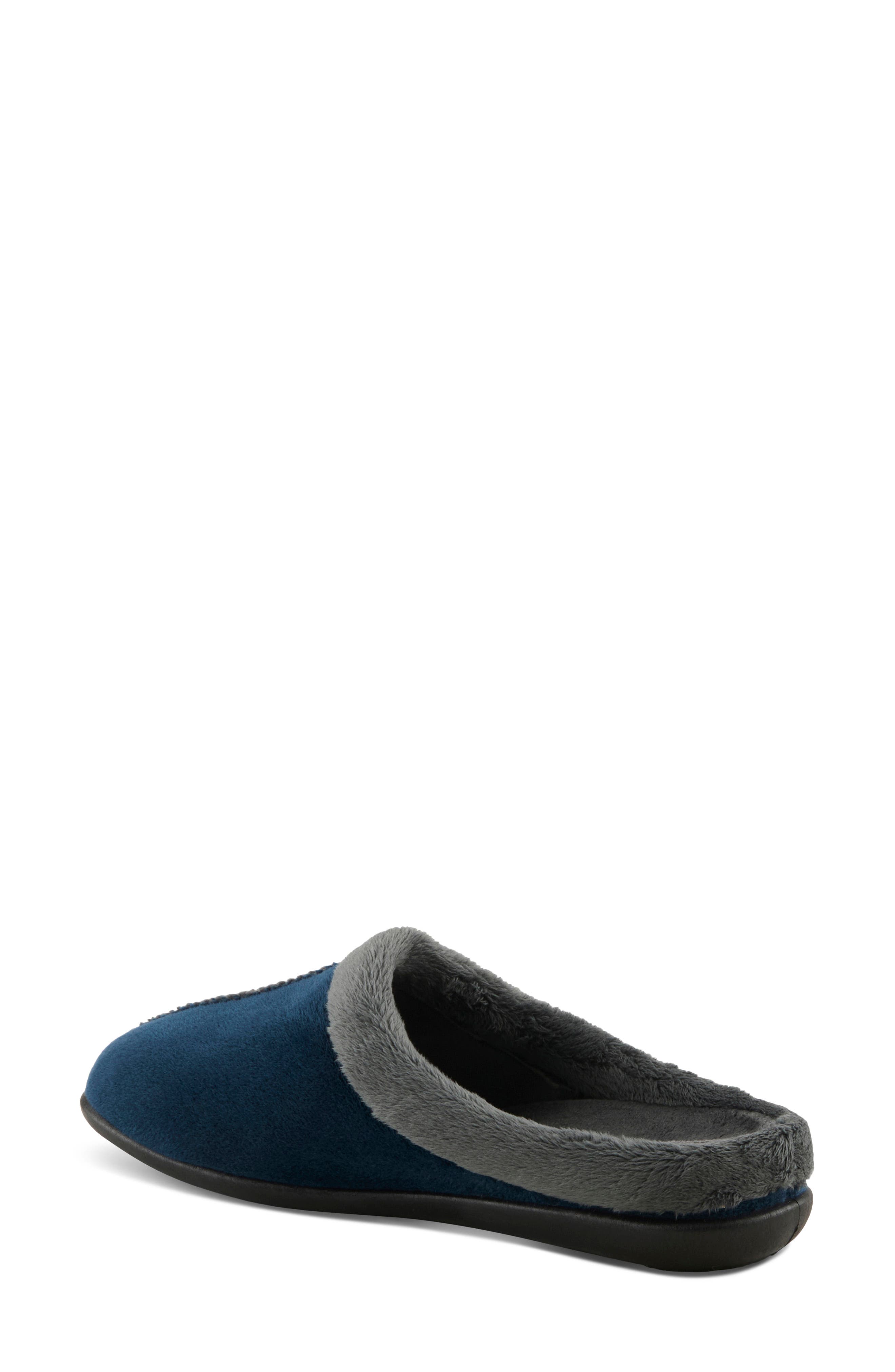 Aushana Faux Fur Mule Slipper, Alternate, color, NAVY MULTI