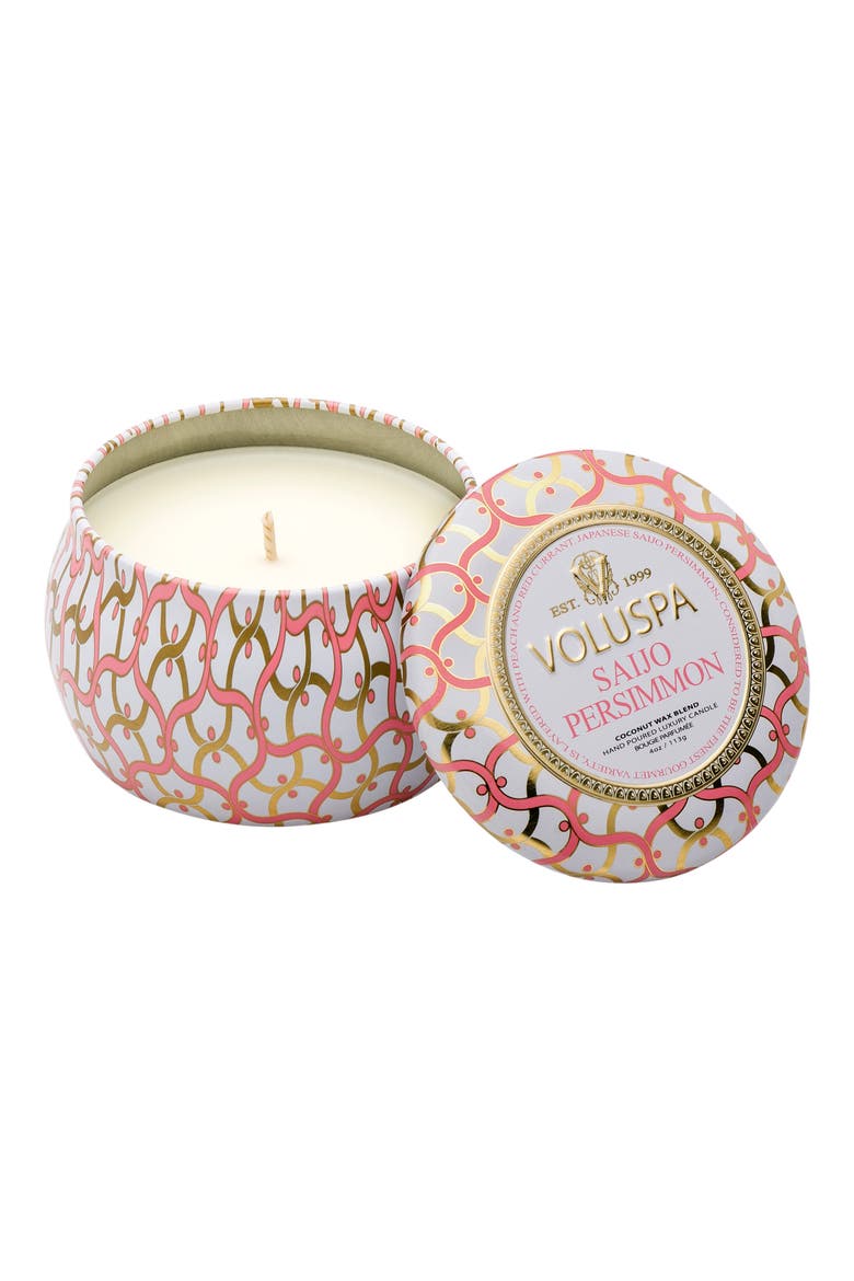 Maison Blanc Saijo Persimmon Petite Decorative Tin Candle, Main, color, NO COLOR