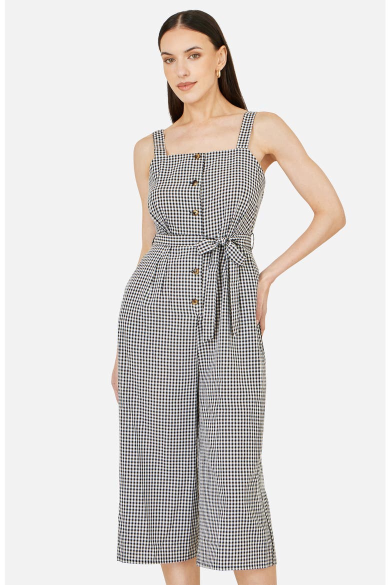 Gingham Button Through Jumpsuit, Alternate, color, Black