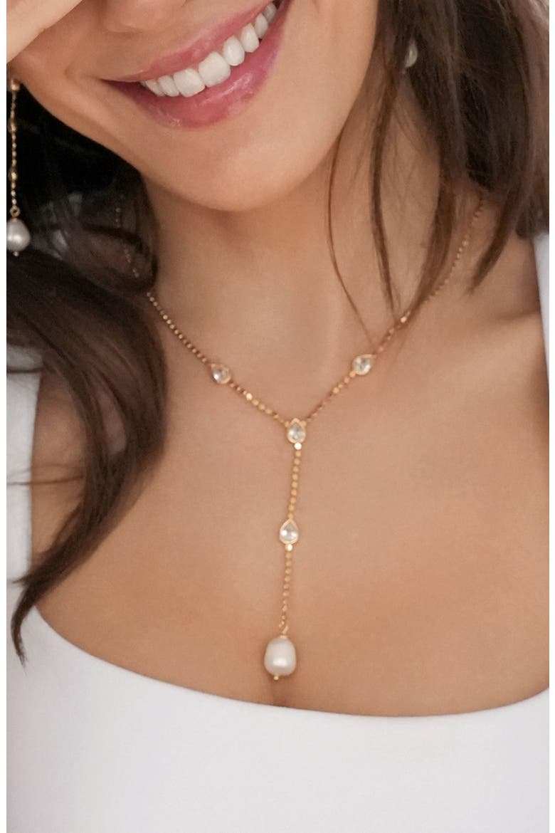 Dripping Crystal Y-Necklace, Alternate, color, GOLD