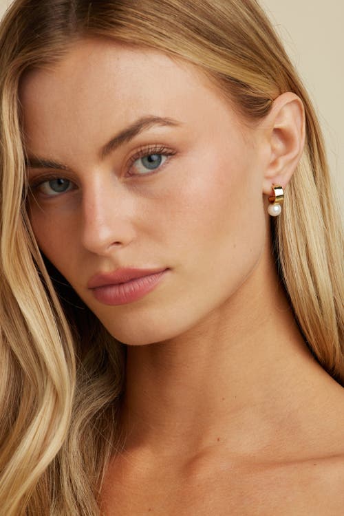 Untamed Petals Leah Pearl Hoops In Gold