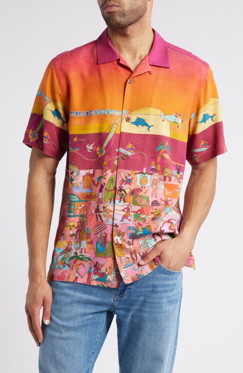 Scenic to Believe It Border Print Camp Shirt