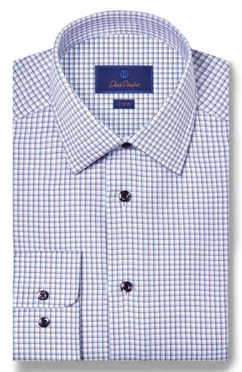 Trim Fit Herringbone Check Dress Shirt