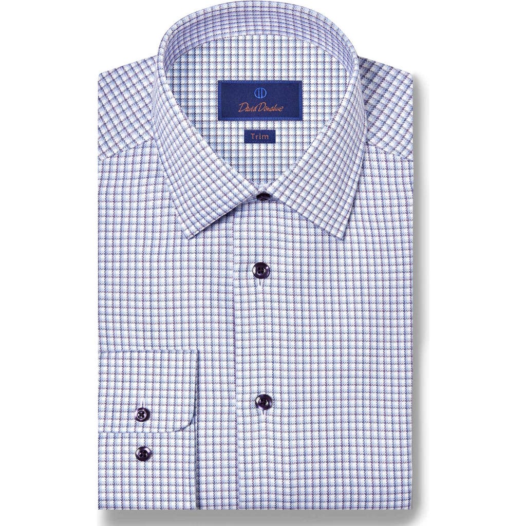 David Donahue Trim Fit Shadow Check Pima Cotton Dobby Dress Shirt In Multi