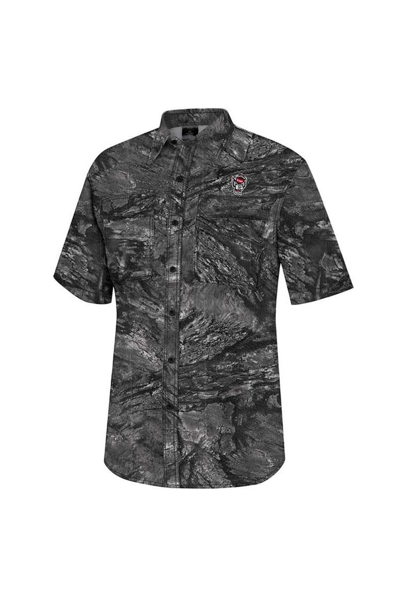 Men's Colosseum  Charcoal NC State Wolfpack Realtree Aspect Charter Full-Button Fishing Shirt, Alternate, color, Charcoal