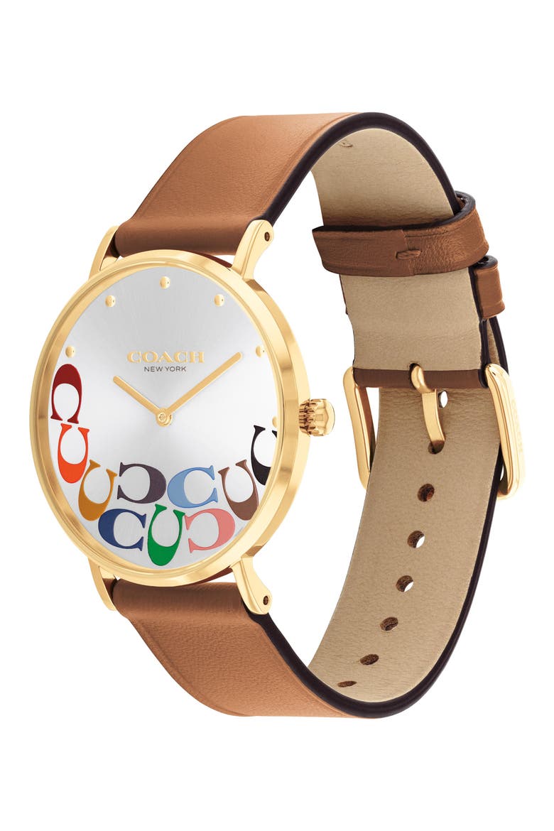 Perry Leather Strap Watch, 36mm, Alternate, color, MULTICOLORED