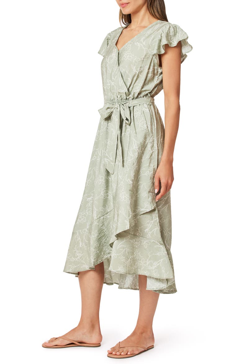 Ariel Satin Midi Dress, Alternate, color, SEAGRASS