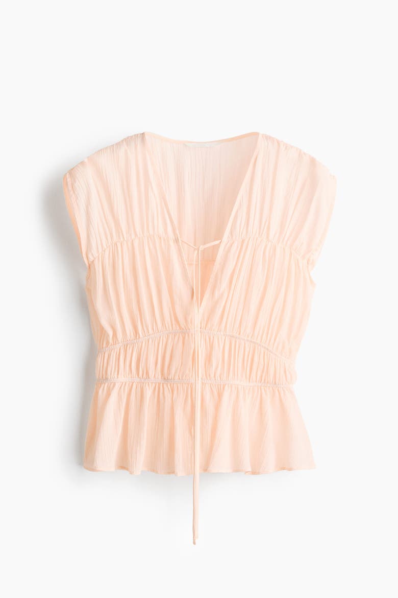 Ruched Cotton Blouse, Alternate, color, Apricot