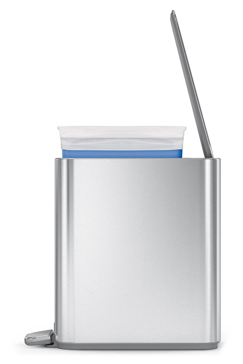 5L slim step can, Alternate, color, BRUSHED STAINLESS STEEL