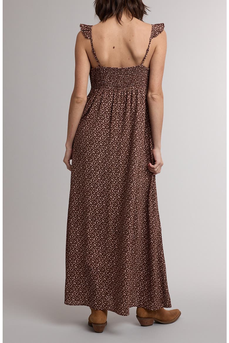 Floral Ruffle Strap Maxi Dress, Alternate, color, ESPRESSO/ ROSE