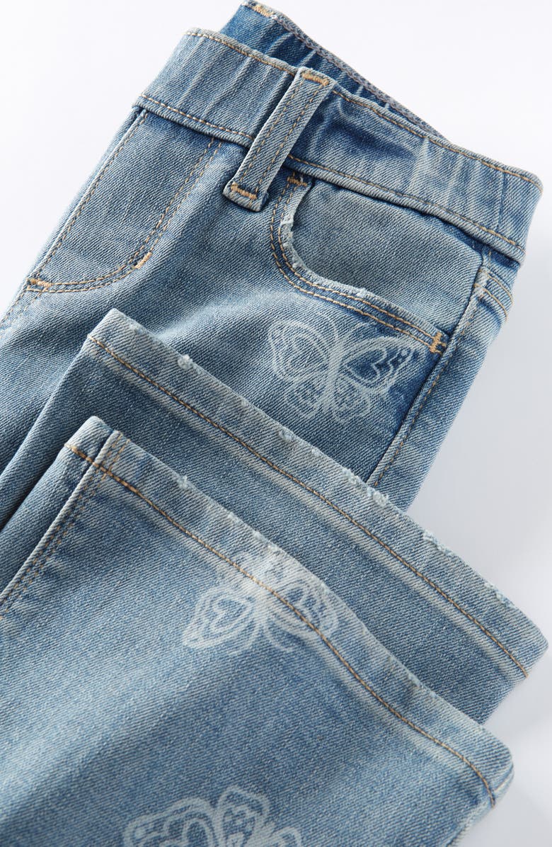 Tucker + Tate Kids' Distressed Pull On Stretch Flare Leg Jeans, Alternate, color, Light Wash Butterflies