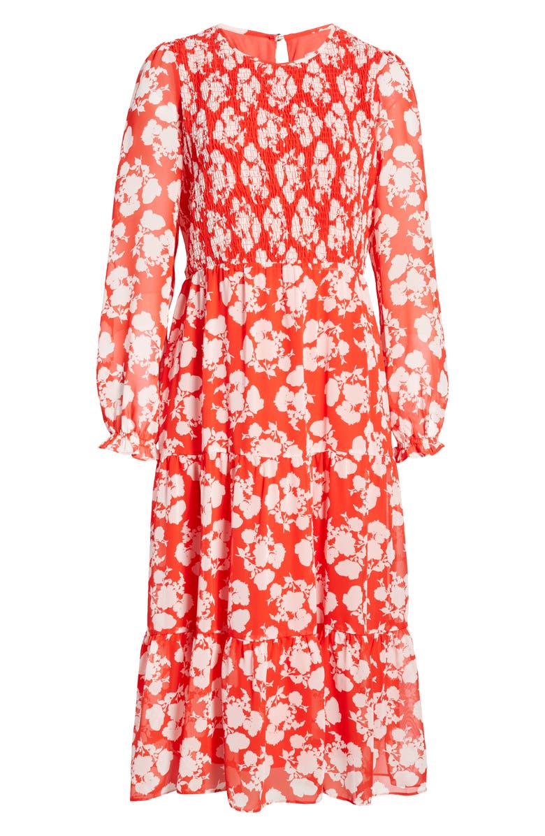 Julia Jordan Floral Smocked Long Sleeve Midi Dress, Alternate, color, 