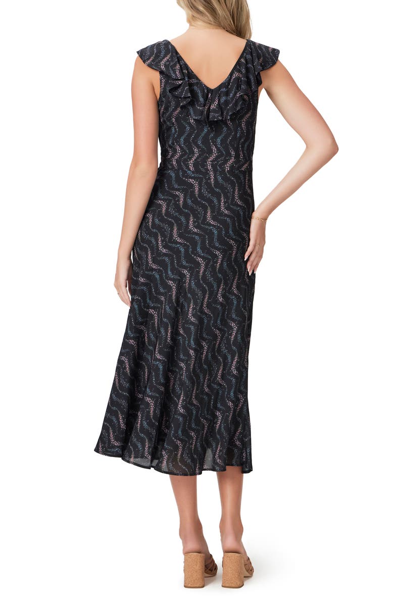 PAIGE Shona Ruffle Midi Dress, Alternate, color, Black Multi