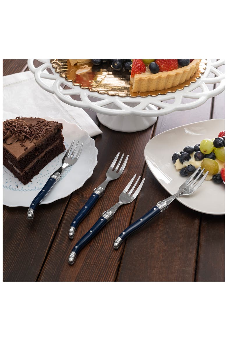 Laguiole 4-Pack Cake Forks, Alternate, color, NAVY