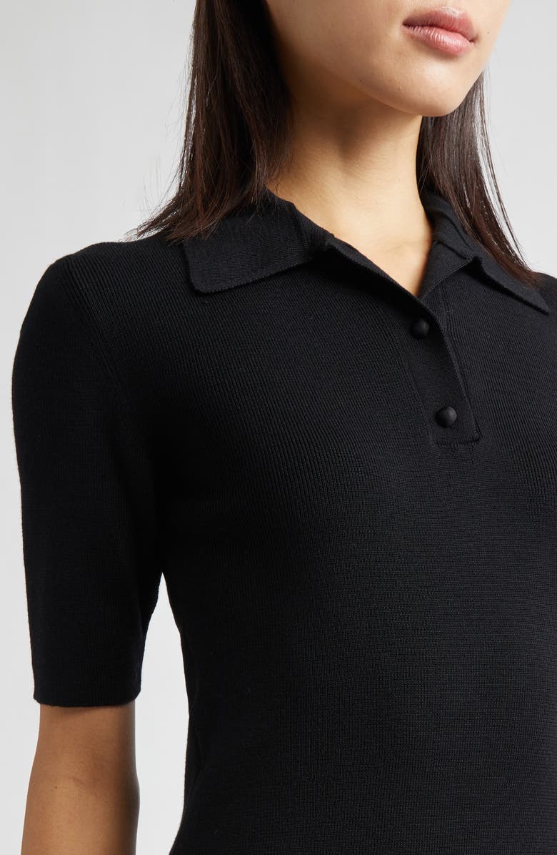 Jil Sander Rib Merino Wool Polo, Alternate, color, Black