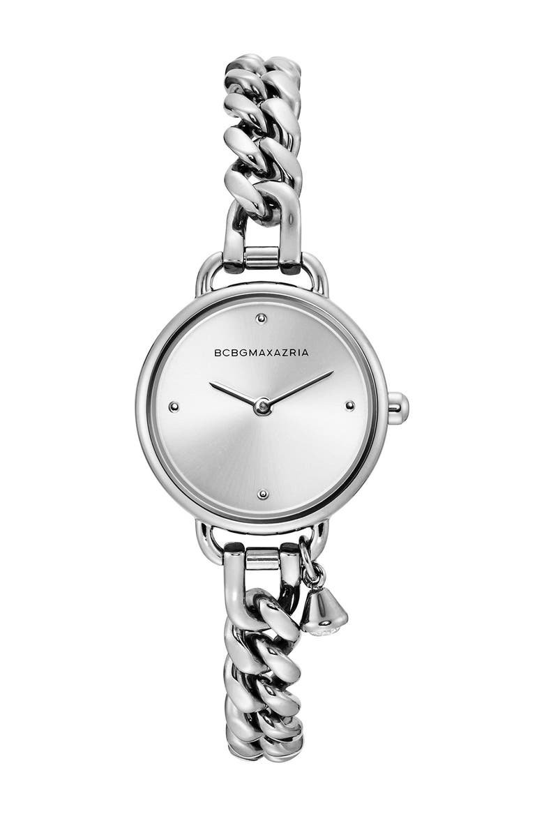 Women's Stainless Steel Charm Bracelet Watch, 24mm, Main, color, SILVER
