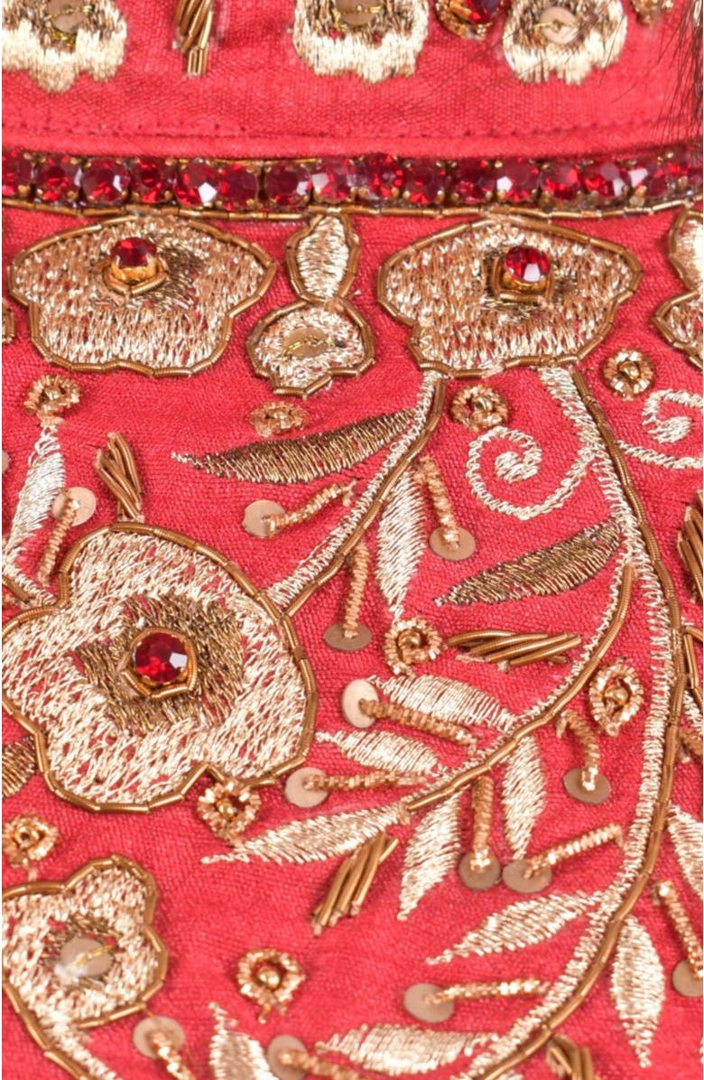 RAAS Embroidered Silk High Neck Gown, Alternate, color, Red