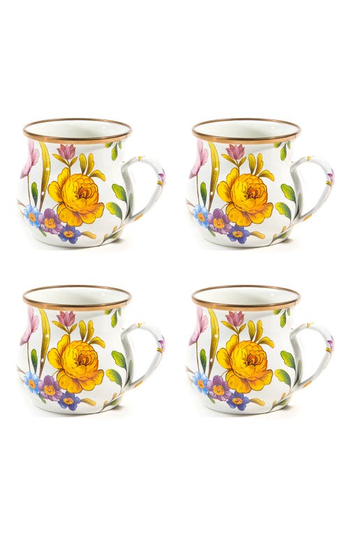 Mackenzie-childs Mackenzie Childs Flower Market Set Of 4 Enameled Steel Mugs In Yellow
