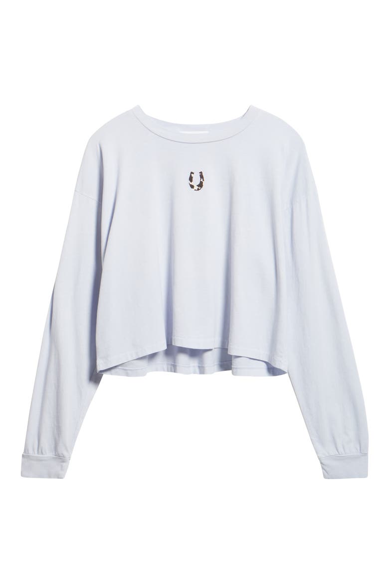 Cow Horseshoe Meet Crop Cotton Graphic T-Shirt, Alternate, color, LIGHT DUSK