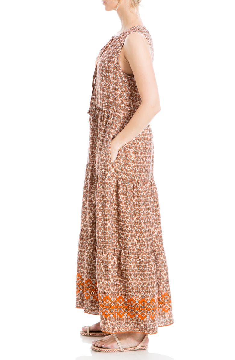 MAX STUDIO Sleeveless Tiered Maxi Dress, Alternate, color, Orange Floral Medallion