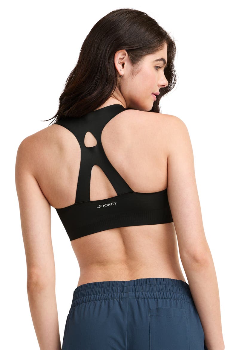 Women's Contour Hold Mid Impact Racerback Sports Bra, Alternate, color, Black