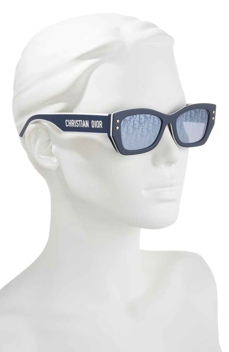 DIOR 'DiorPacific S2U 53mm Rectangular Sunglasses, Alternate, color, Shiny Blue / Smoke Mirror
