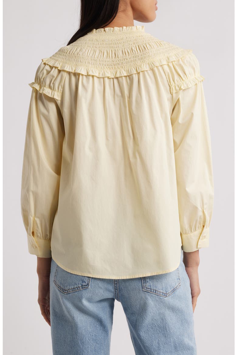 Smoked Yoke Ruffle Shirt, Alternate, color, BUTTERCREAM