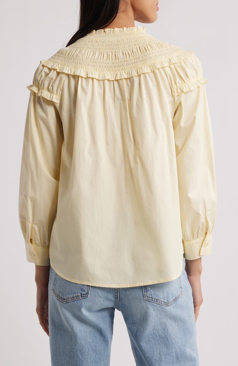 Wit & Wisdom Smoked Yoke Ruffle Shirt, Alternate, color, Buttercream