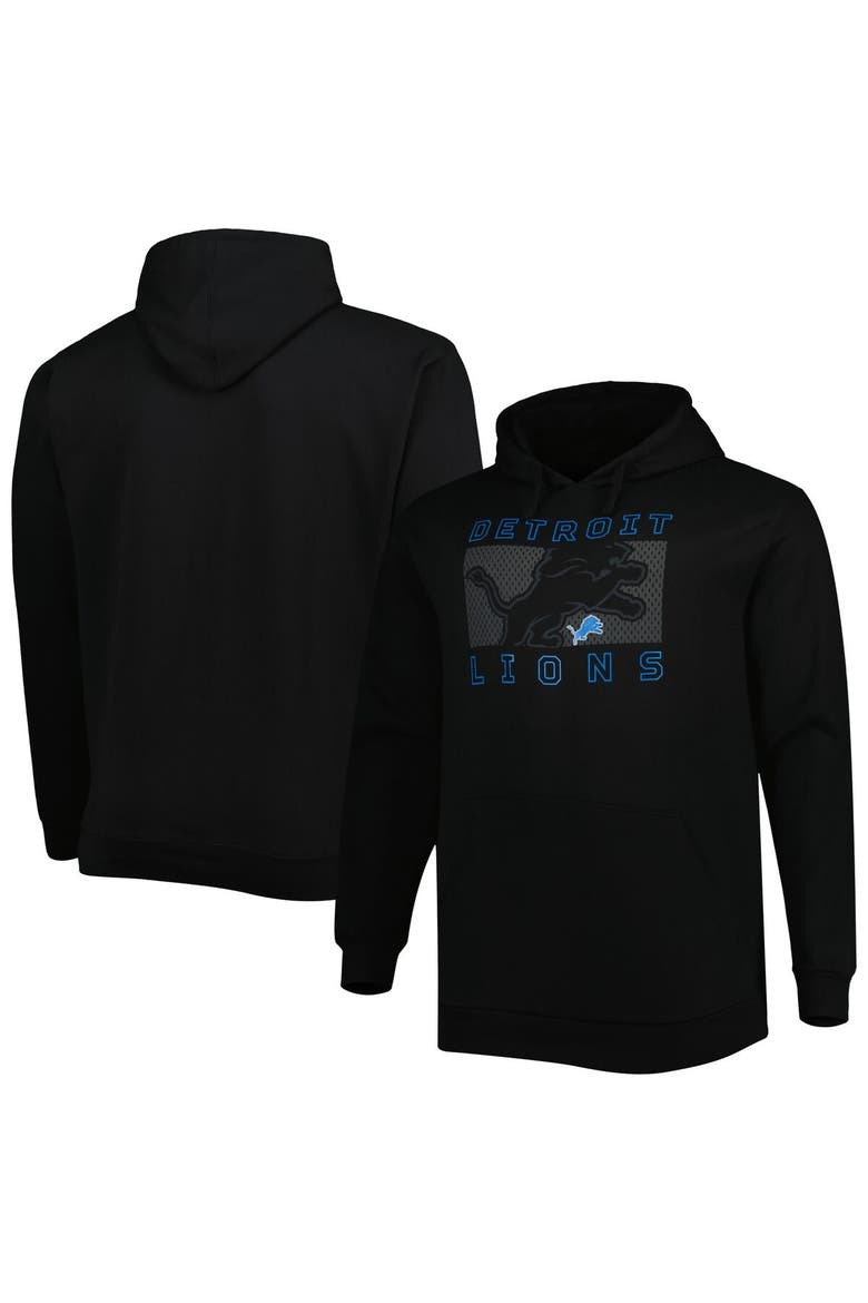 Men's Fanatics Branded Black Detroit Lions Big & Tall Pop of Color Pullover Hoodie, Main, color, Black