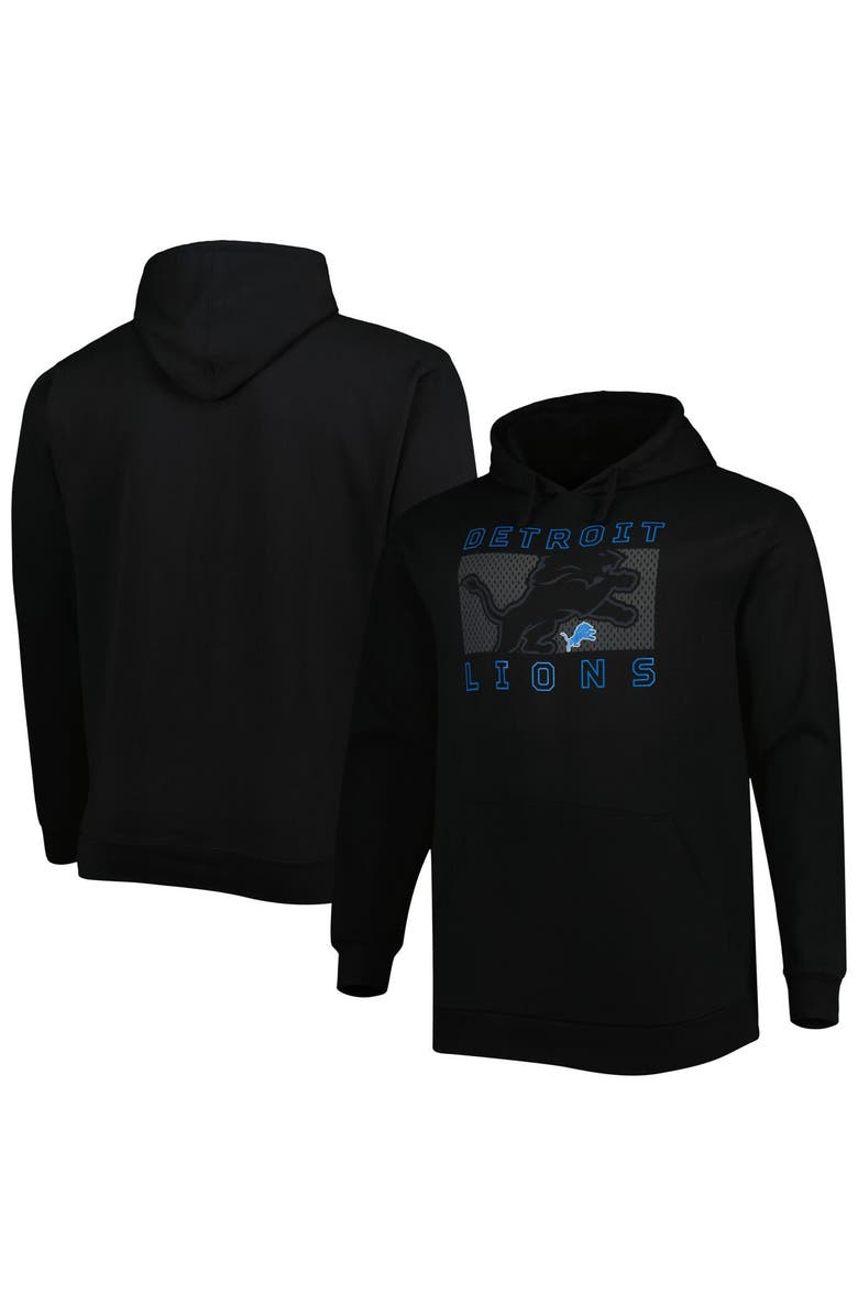 FANATICS Men's Fanatics Branded Black Detroit Lions Big & Tall Pop of Color Pullover Hoodie, Main, color, 