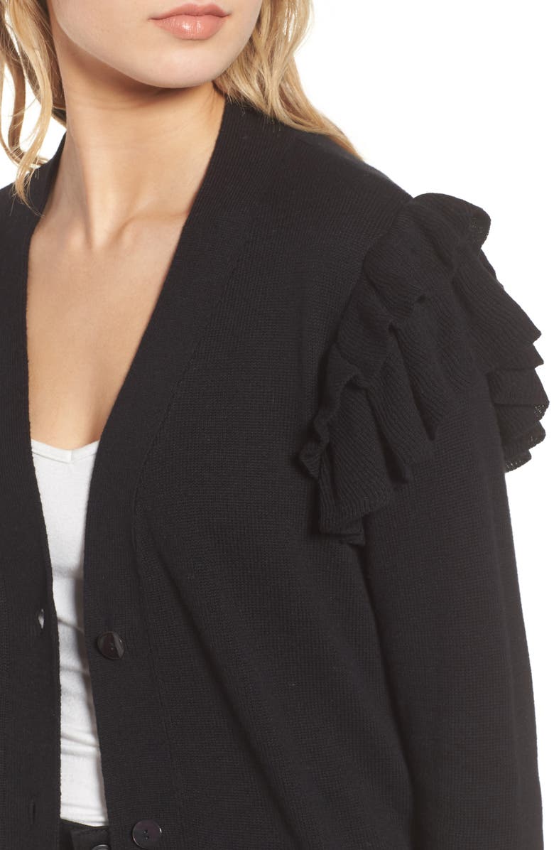 Hinge Ruffle Sleeve Cardigan, Alternate, color, 