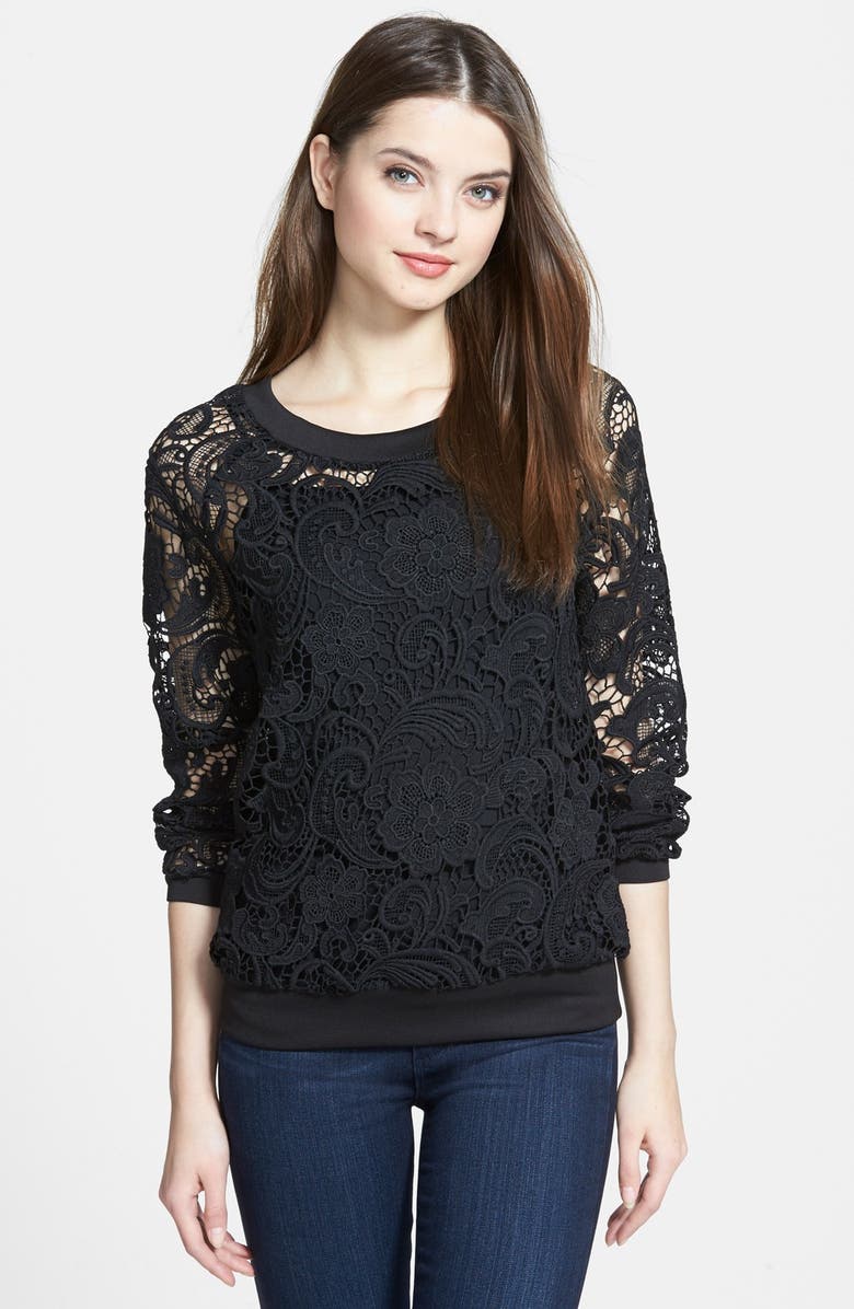 Everleigh Cotton Blend Lace Top, Main, color, 