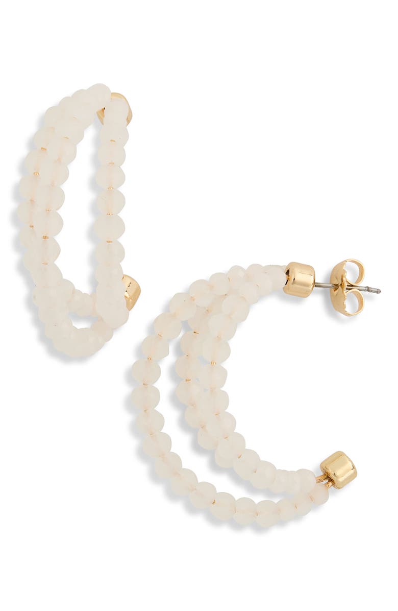 NORDSTROM RACK Triple Facet Beaded Hoop Earrings, Main, color, 